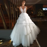 high quality a line wedding dresses draped v neck strapless sequin layered open back 2022 summer floor length gowns robe de ma