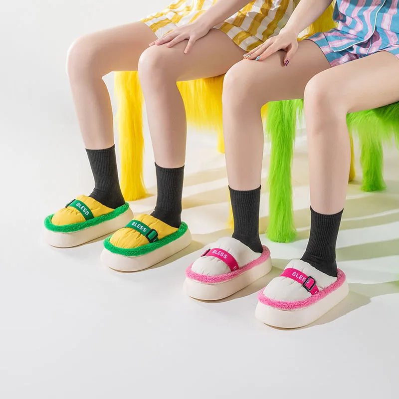 

2023 New Cotton Shoes Women's Winter Bag Heel Home Waterproof Thick Soled Shoes Plush Warm Cotton Slippers Home