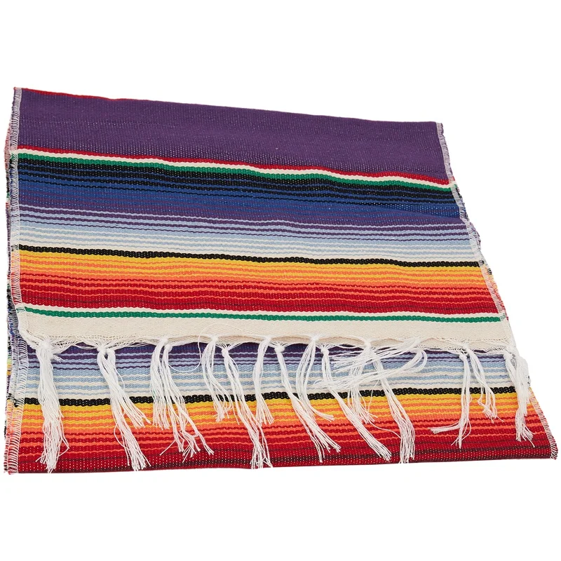 Promotion! Mexican Serape Table Runner Fringe Cotton Tablecloth Fiesta Party Dinner Decor |