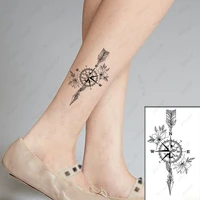 tattoo stickers waterproof temporary feather arrow compass flower body art for men women fake tattoos makeup