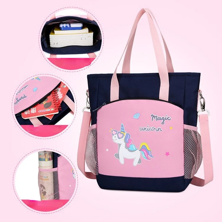 Children Cartoon Unicorn Tutorial Bags Primary School Student Portable Messenger Breathable Waterproof Shoulder Bag for Girl Boy
