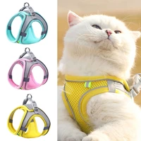 adjustable reflective pet dog harness fashion with leash breathable mesh vest outdoor harness for small dogs cats accessories