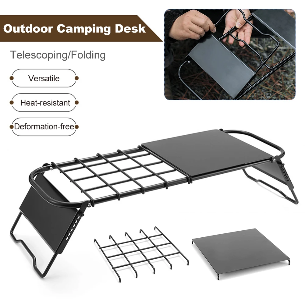 Portable Folding Desk Camping Telescopic Table Lightweight Steel Detachable Desktop Adjustable Height Versatile Picnic Table