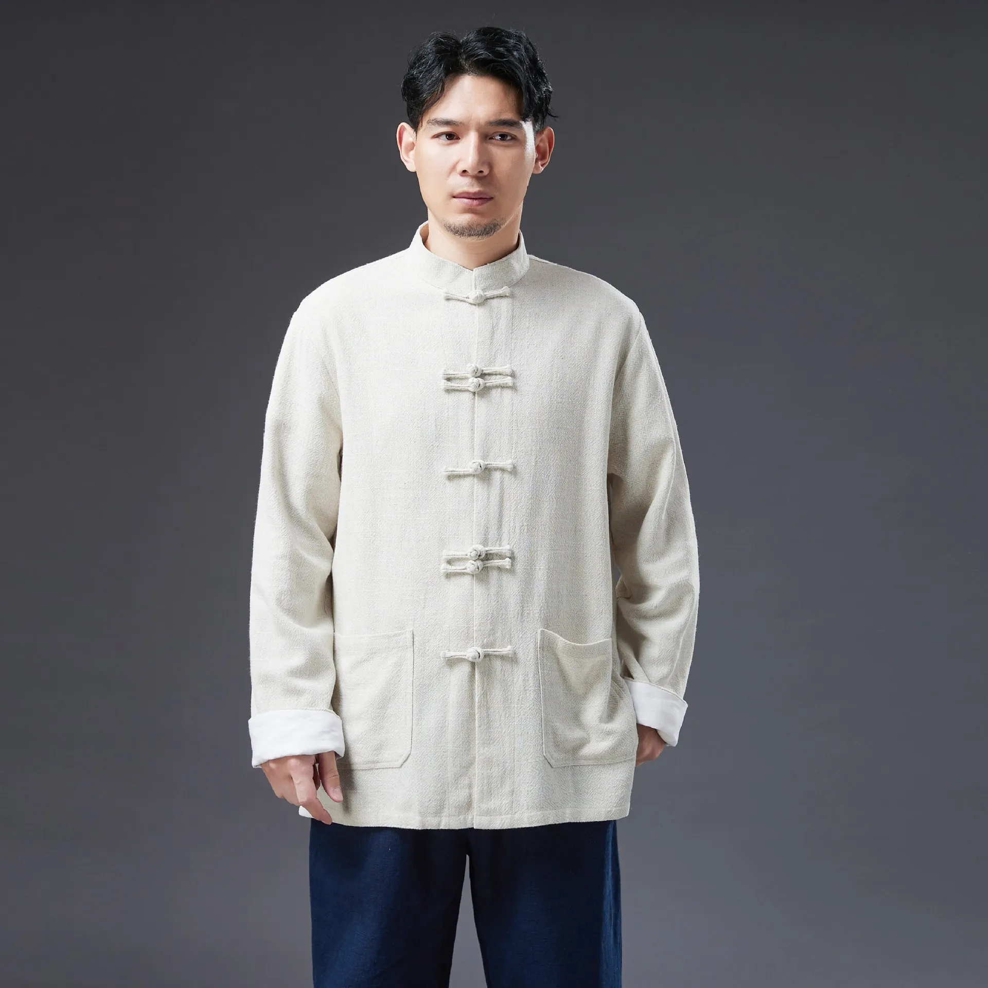 Mattswag Men Brand New Chinese Style Linen Shirts Loose Breathable Long Sleeve Men's Clothing Casual Fashion Sport Yoga Shirts