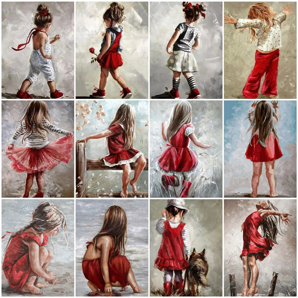 

Набор для рисования по номерам девочек, набор «сделай сам» для раскрашивания по номерам, рисунок на холсте, ручная роспись, современное иску...