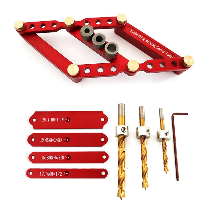 

6/8/10Mm 2In1 Woodworking Tenon Gauge Locator Durable Drilling Portable Marking Line Drawing Round Dowel Puncher Set