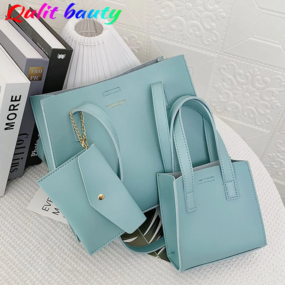 

3 комплекта, модная женская сумка через плечо из высококачественной искусственной кожи, вместительная сумка-тоут, весна 2022, кошельки и сумоч...