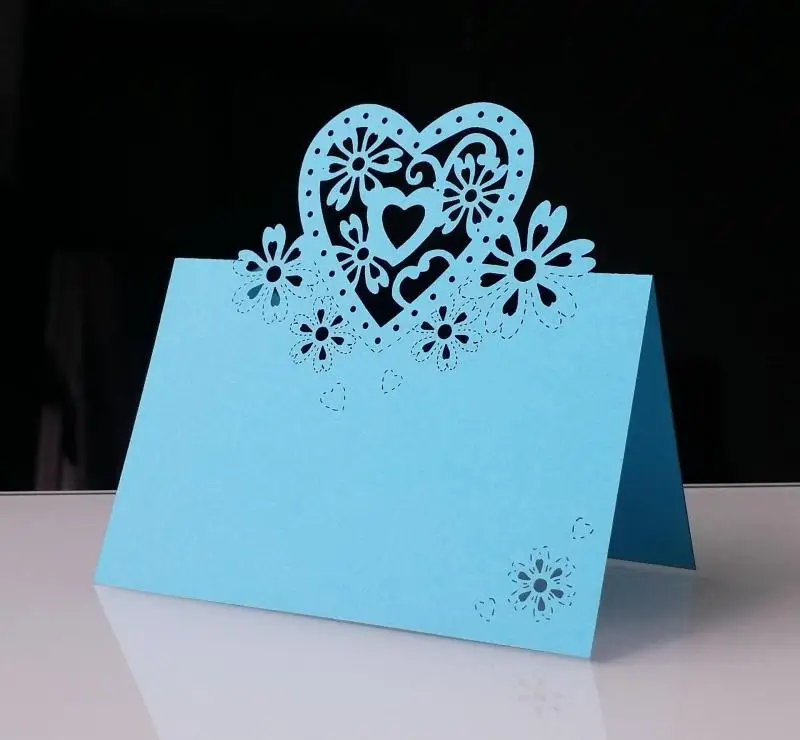 

Лазерная резка места открыток в форме сердца для свадебной вечеринки, сообщений, настроек, Свадебный декор, 50 шт. таблицы, именные открытки д...