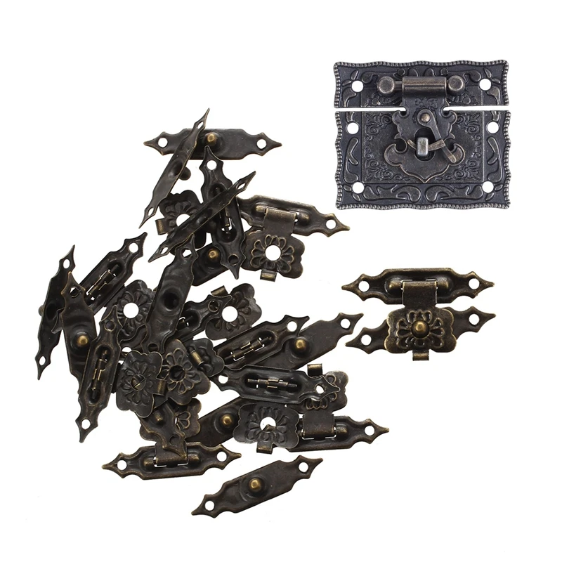 

10 шт. набор деревянных защелок Anchive, замкнутая коробка, бронзовый 3 см в длину и 1 комплект, искусственная грудная коробка, прямоугольная заст...