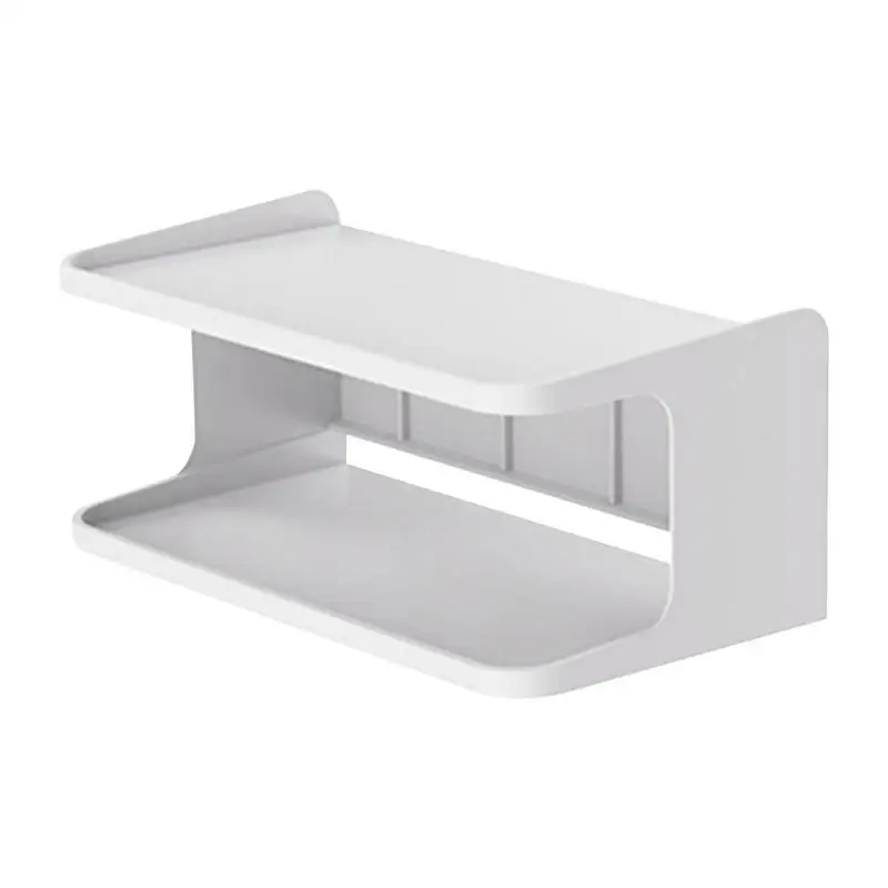 

Bathroom Storage Rack Bedside Shelf Space Saving Wall Mount Floating Shelves Toilet Sundries Makeup Holder 2 Tiers