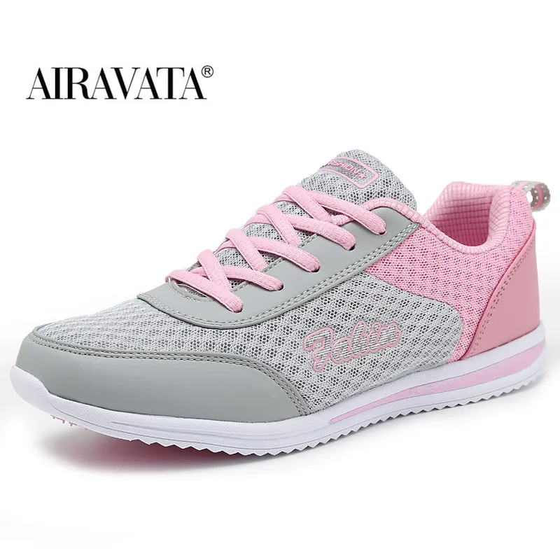 Women Sneakers Flat Walking Shoes Mesh Breathable Lace-up Outdoor Leisure Sports Shoes