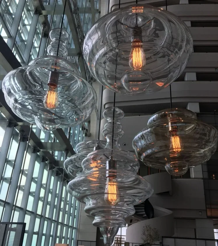 Новые прозрачные стеклянные светодиодные подвесные светильники для столовой