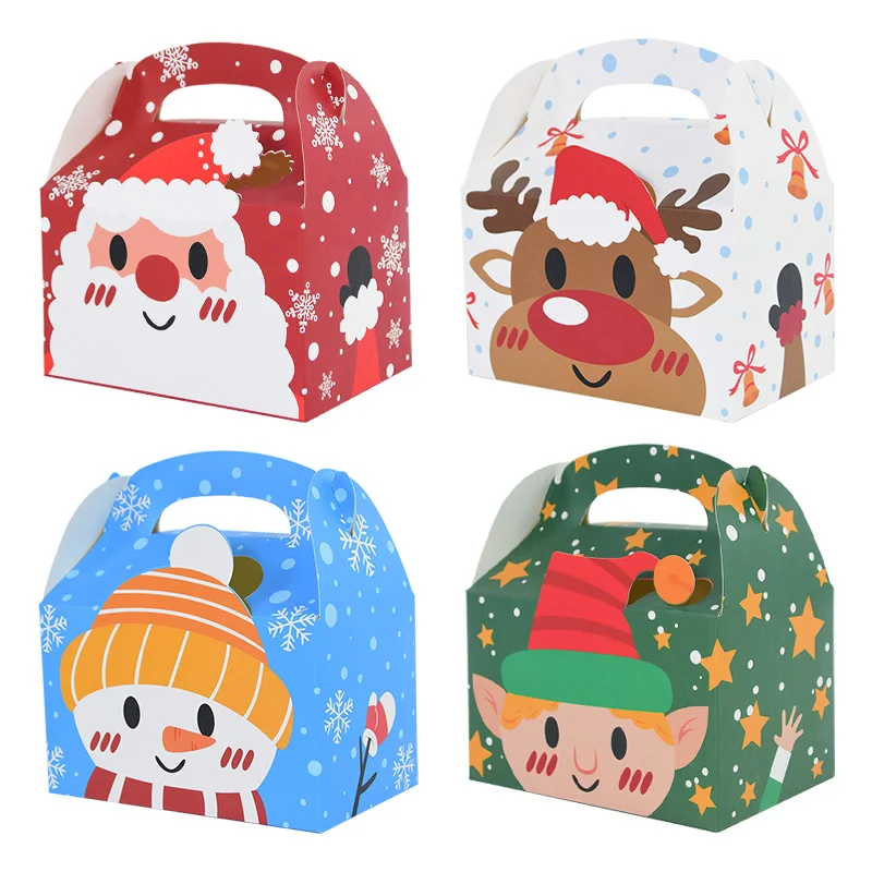 

10pc Christmas Kraft Paper Gift Box Santa Claus Cookies Candy Packaging Boxes 2022 Xmas Navidad Decoration New Year Party Favors