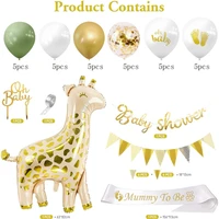 baby shower decoration giraffe foil green balloons banner gender reveal party decoration for childrens birthday parties