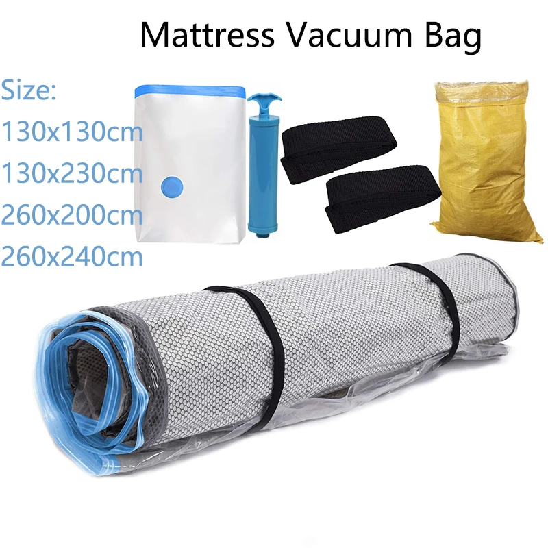 Mattress Vacuum Bag with Blue Zipper for Moving, Storage, Vacuum Seal Mattress Bag with Straps