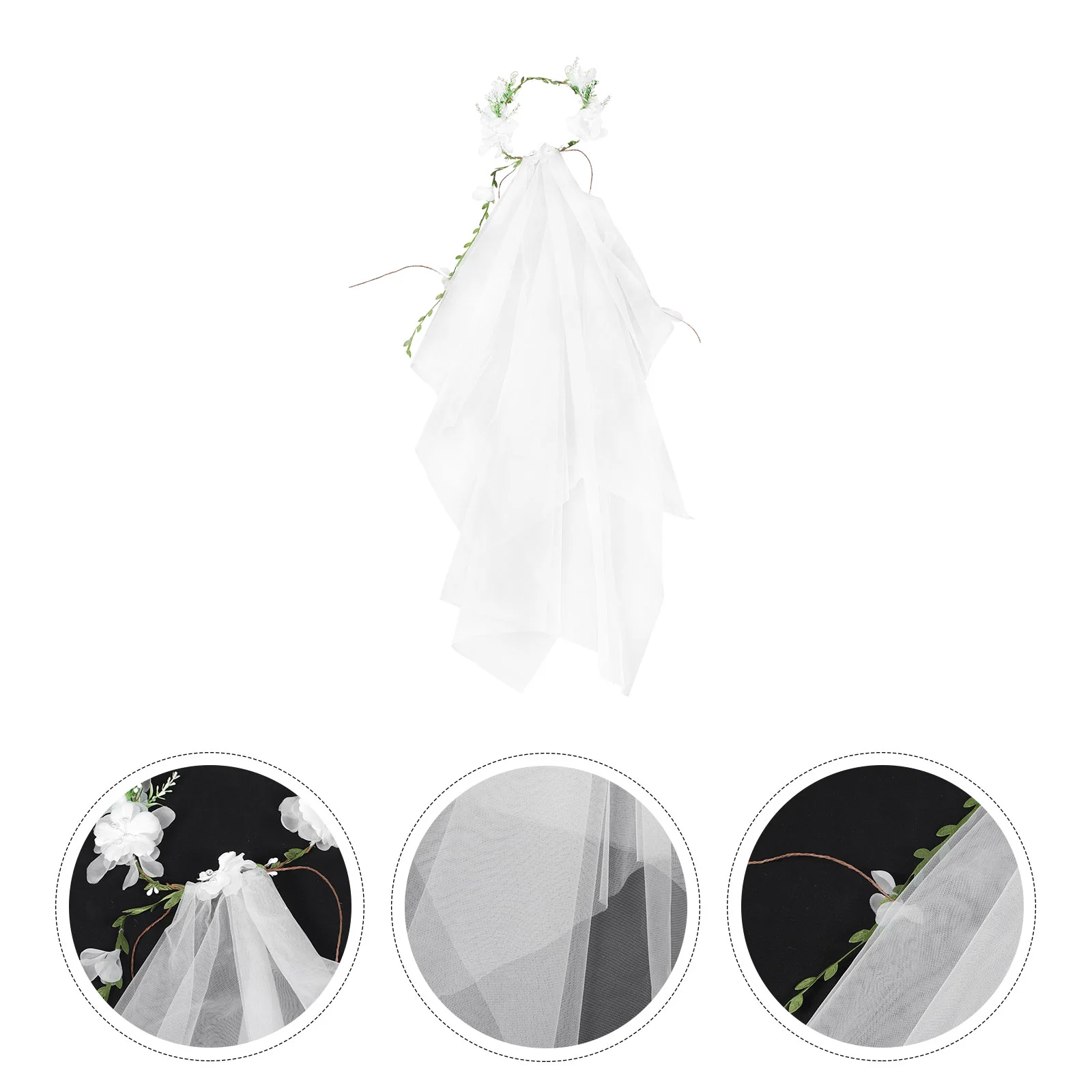 

Prom Headpiece Flower Veil Beautiful Mori Department Rattan Bride Decor White Woman