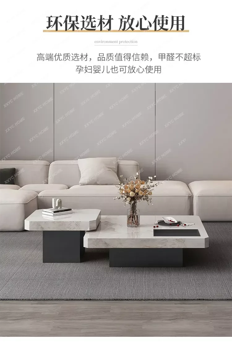 Cqy Meja Kopi Marmer Sembali Nowoczesny Piring Batu TV Kabinet Kombinasi C atd Mewah Ruang Tamu Rumah