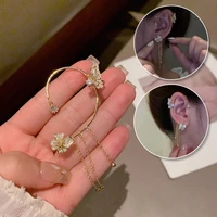 kpop shiny zircon butterfly earcuff for women without piercing earrings 2022 fashion ear clip earrings bride wedding jewelr