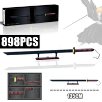 new 898pcs ideas 11 scale tachi building blocks samurai sword bricks cold weapon models kids diy toys children gifts