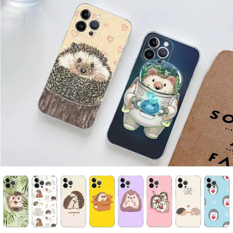 

Kawaii Hedgehog Phone Case For iPhone 14 11 12 13 Mini Pro Max 8 7 6 6S Plus X SE 2020 XR XS Funda Case