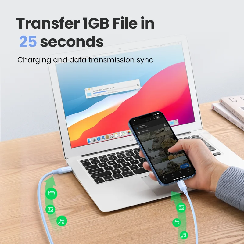 Кабель UGREEN USB C для iPhone 13 12 Pro Max PD 20 Вт MFi быстрая зарядка iPad зарядное устройство