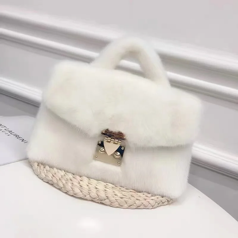 

New 2022 messenger bag imported mink fur fur bag chain one-shoulder cross-body fashion envelope classic women's bag
