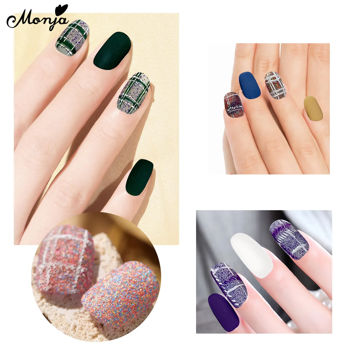 Monja 6 коробок/набор красочных Nail Art Блеск порошок конфеты голографическая пудра