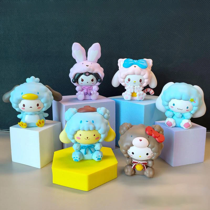 

Sanrio Hello Kitty Cinnamoroll Kuromi Pachacco Cross Dressing Sheep Anime Figure Cartoon Toys Automobile Decorative Ornaments