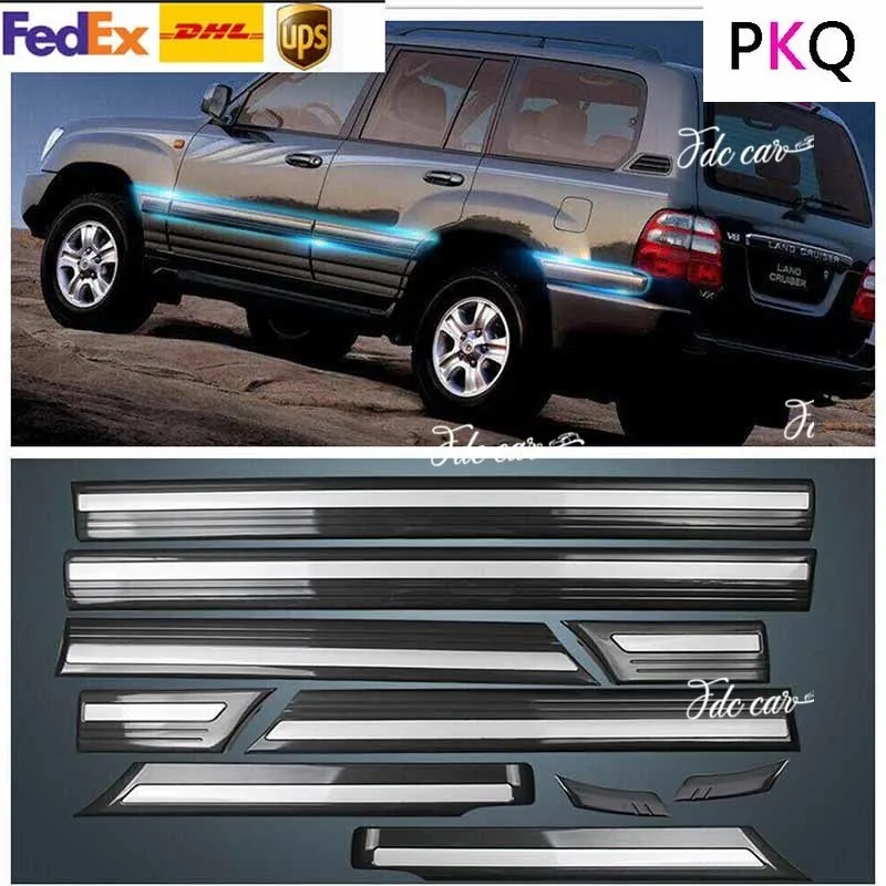 

10 шт. для Toyota Land Cruiser LC100 4700 1998-2007 10X дверная Противоударная полоса, отделка, серый корпус, молдинг, защита
