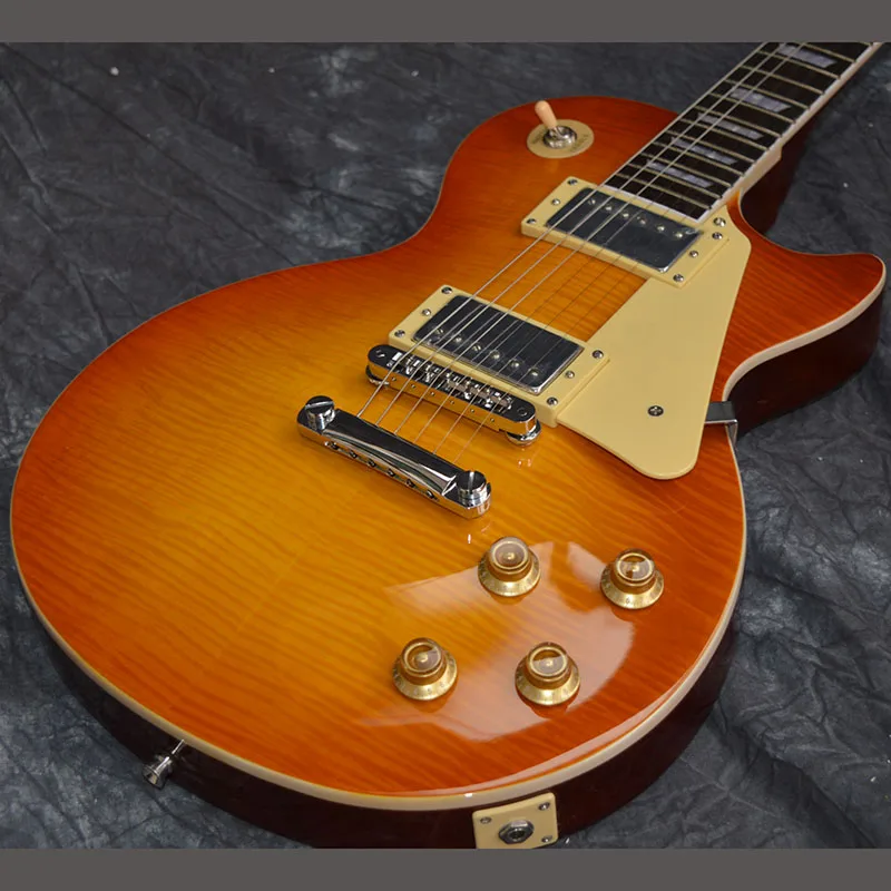 

Chinese Electric Guitar ABR-1 Bridge Les Chrome Hardware Standard Flame Maple Top 6 Strings