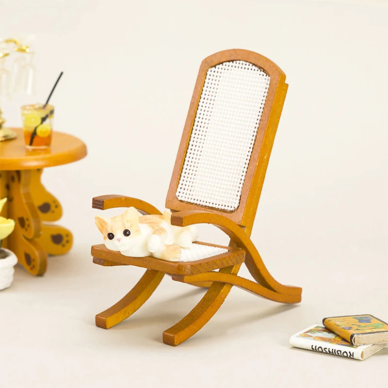 Chaise Chair Dolls House Balcony Casual Vintage Single Sofa Chair Model Decor Accessories