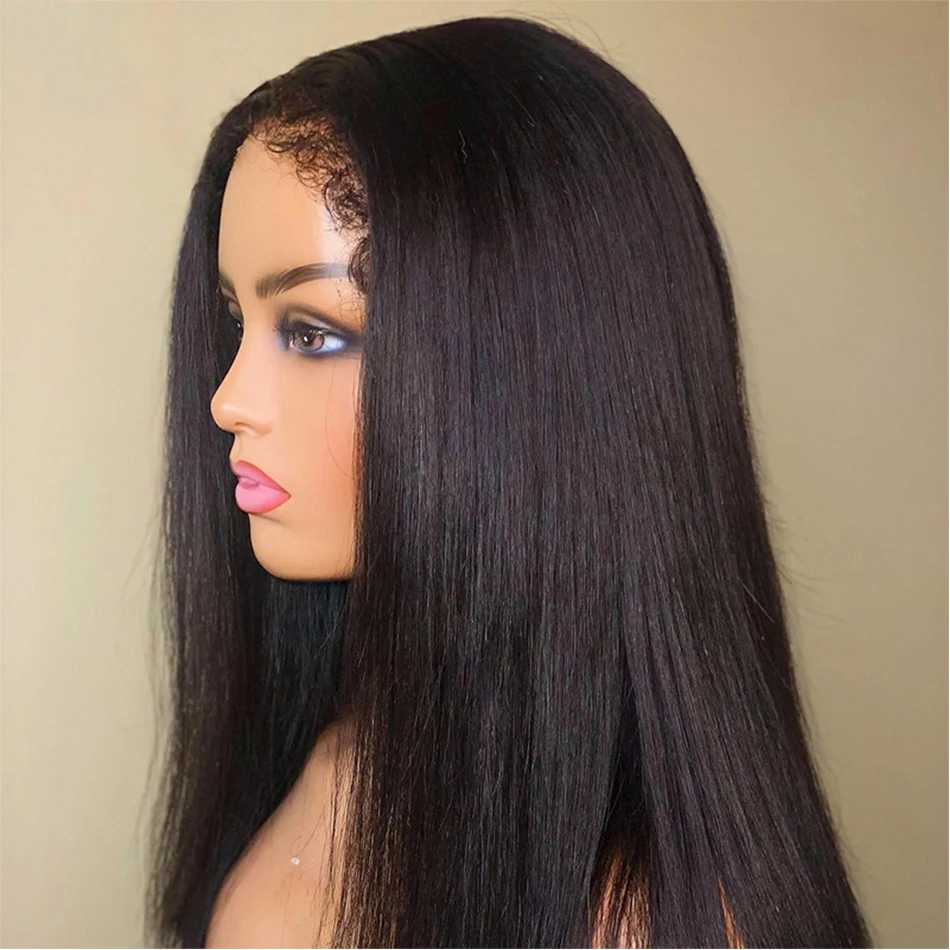 

Soft 26Inch 180Density Long Natural Black Silky Straight Lace Front Wig For Women BabyHair HeatResistant Preplucked Deep Part