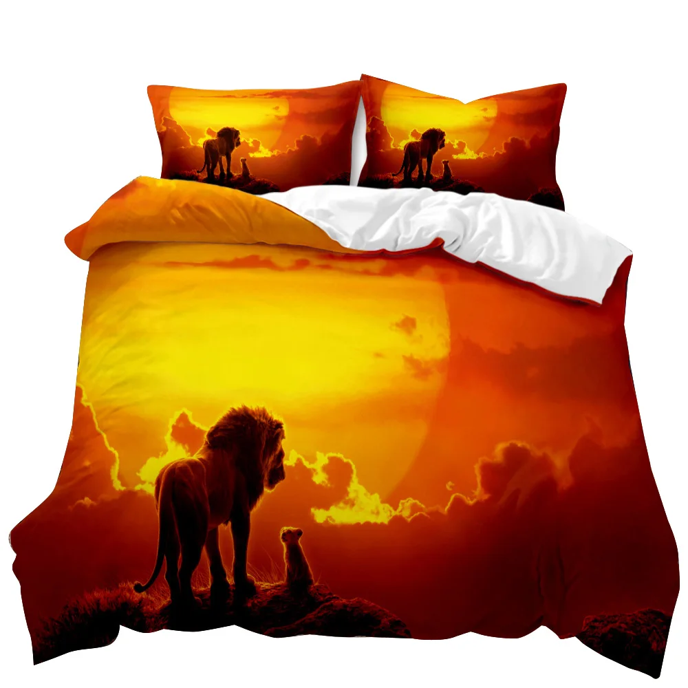 

Lion Duvet Cover Set Lightning Lion Animal Theme Comforter Cover Teens Grey Black Double Queen King Size Polyester Qulit Cover