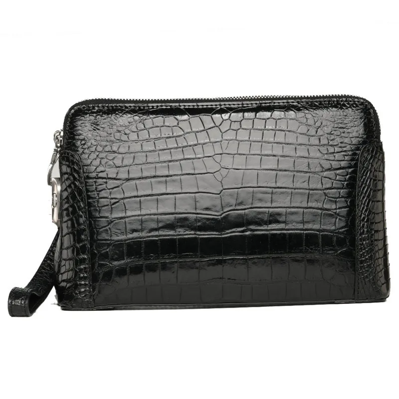 Men's Genuine Leather Luxury Wallet Small Double Zipper Code Lock Business Leisure Handbag Fashion Clutch Bag Cozy Underarm Bag