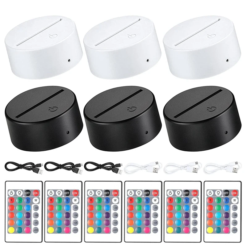

3D Night LED Light Lamp Base 16 Colors LED Light Display Base With Remote Control And USB Cable,For Restaurant Room Shop