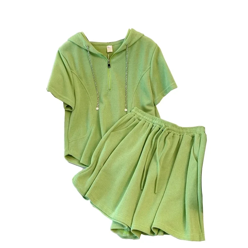 Женский спортивный костюм из двух предметов однотонная свободная толстовка с