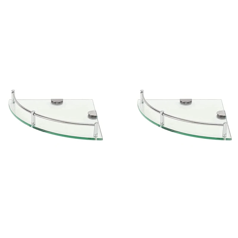 

2X Bathroom Shelves, Bathroom Glass Corner Shelf Wall Mounted ,Tempered Glass Shelf For Storing Shower Gel/Soap-C Promotion