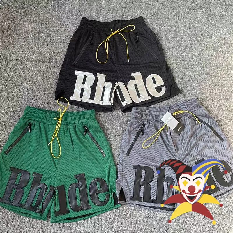 

RHUDE Shorts Men Women 1:1 High Quality Loose RHUDE Mesh Drawstring Zipper Short