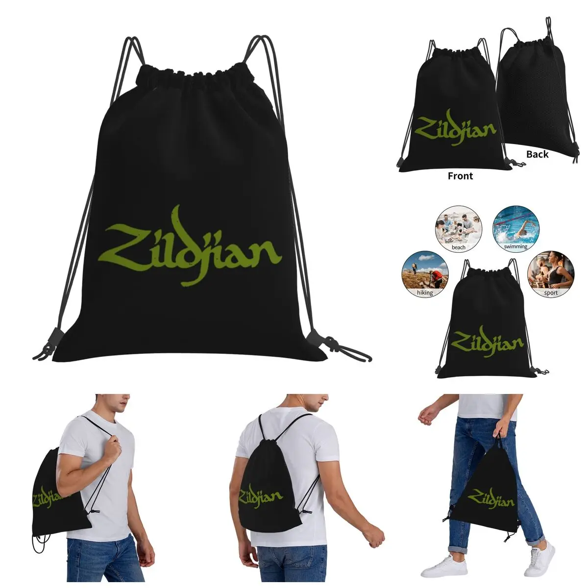

Drawstring Bags Gym Bag Zildjian-glitch-Graphic-3 Backpack Funny Novelty Novelty Field pack