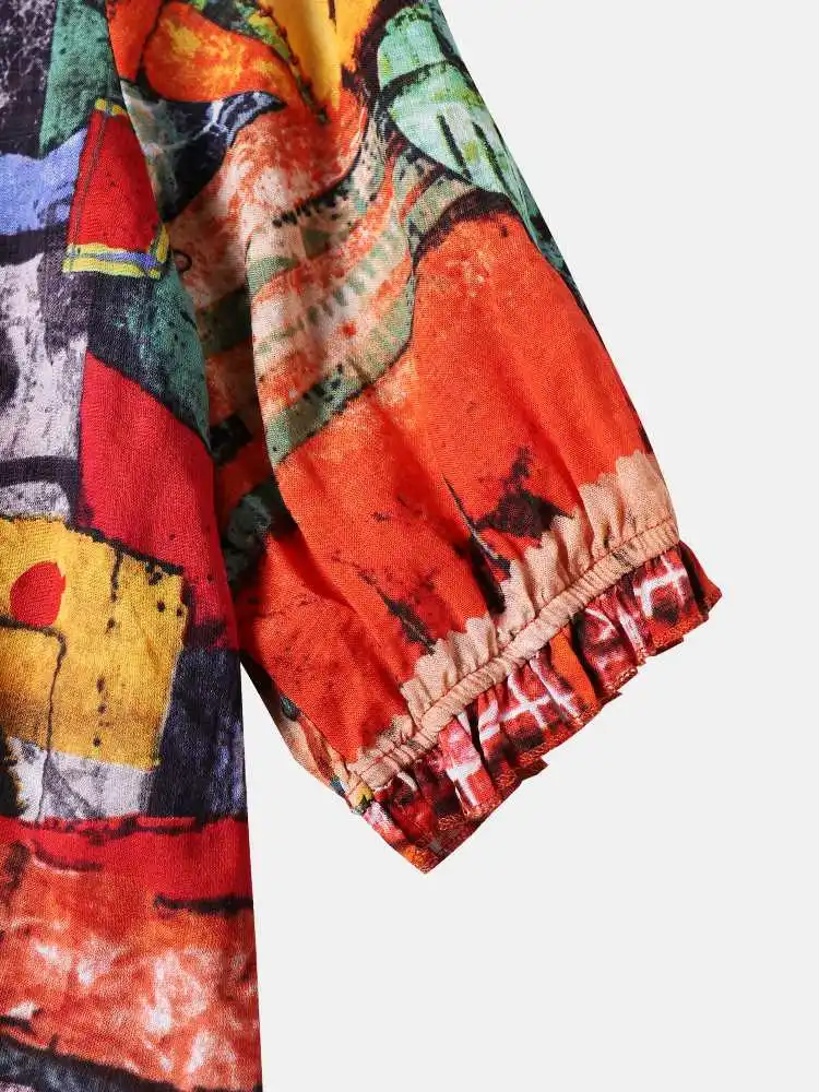 Zanzea Женская Повседневная Блузка С Круглым Вырезом И Рукавами 3/4