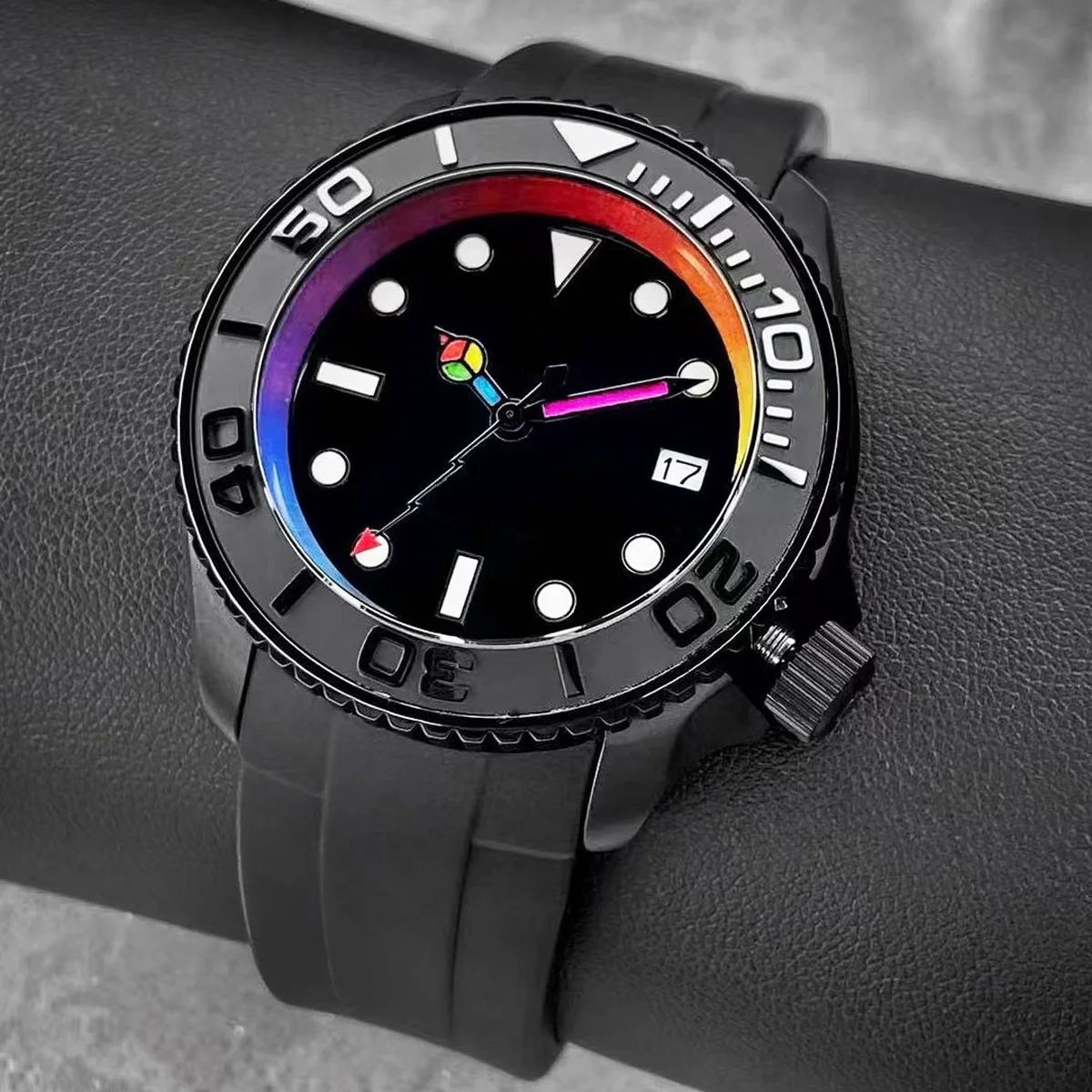 

41 мм NH35 чехол SKX007 новые радужные часы из нержавеющей стали чехол с сапфировым стеклом водостойкие для движений NH35