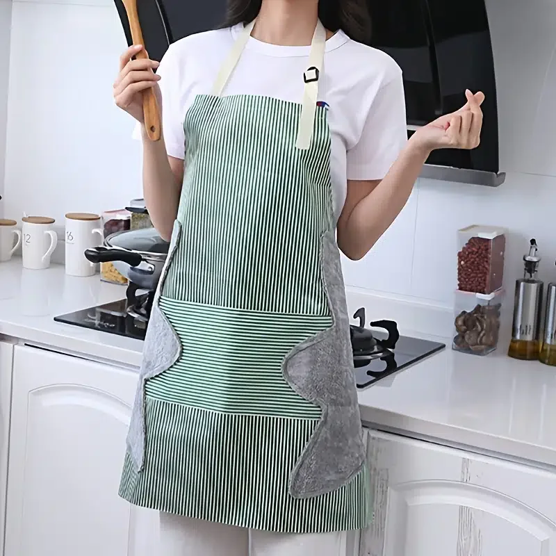 

Household Waterproof Hand-wiping Apron Kitchen Oil-proof Apron Adult Cooking Hanging Neck Bibs Home Aprons Kitchen Accessory