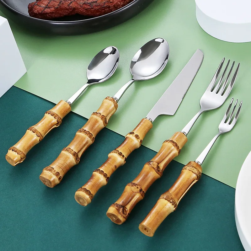 Stainless Steel Nature Handle Retro Dinnerware Cutlery Steak
