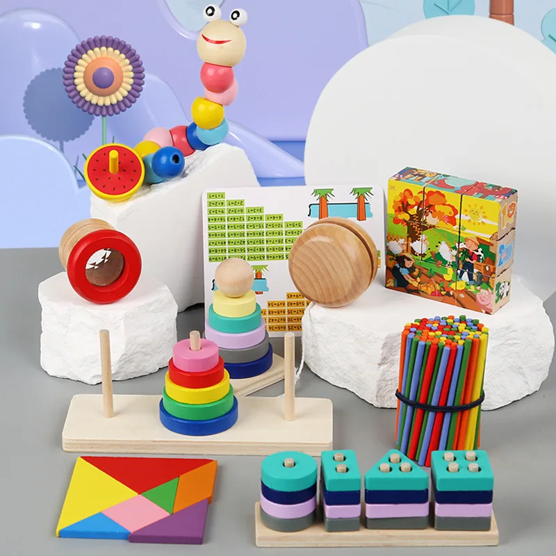 Обучающие деревянные игрушки Монтессори, 11 комплектов, детские развивающие игры, деревянная головоломка, детская игрушка для раннего обучения, подарки для детей