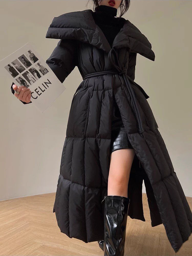 Женские зимние толстые теплые 90 белых утиных пуховых пальто женские длинные