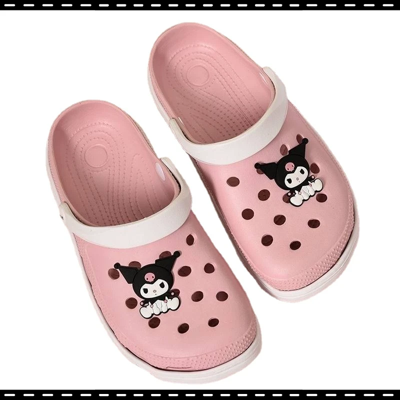 

Anime Periphery Kulome Cute Melody Slipper Hole Shoes Women Summer Non-slip Thick Sole Couple Beach Shoes Fashion Ladies Gifts