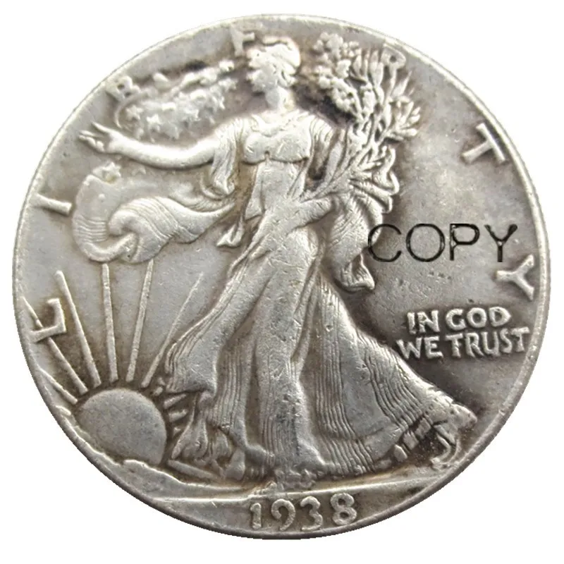 

США 1938-PD ходячая Свобода Половина доллара посеребренные копировальные монеты
