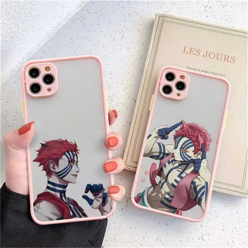 

Akaza Demon Slayer anime Phone Case matte transparent For iphone 14 11 12 13 plus mini x xs xr pro max cover