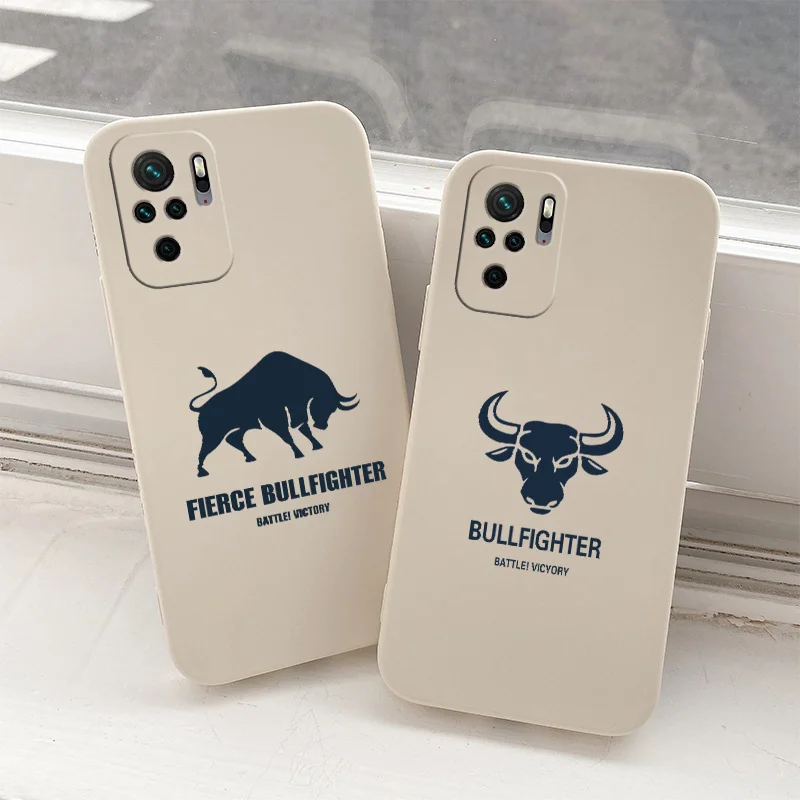 

Bull Head Shockproof Liquid Silicone Cover Case For Xiaomi Redmi Note 10 10S 9T 9 8 7 Pro Max Redmi 9 9A 9T Square Phone Case