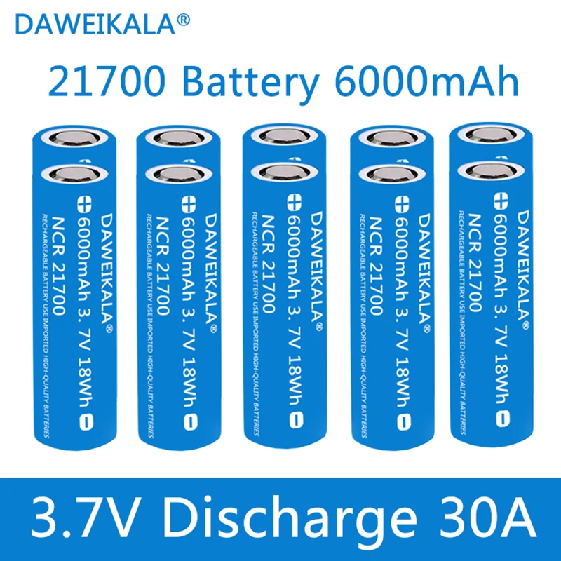 3.7V 21700 6000mAh 30A high current lithium-ion Rechargeable battery for screwdriver EV car electric bicycle batería